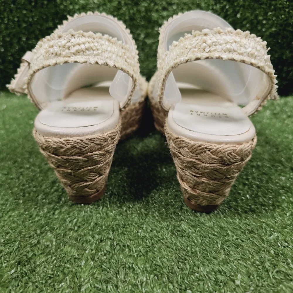 Stuart Weitzman Beige‎ Espadrille Wedge Platform Sandals Womens Size 5 M